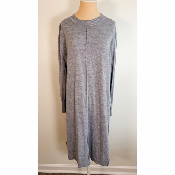 H&M Gray Knit Sweater Tunic Dress With High Side Slits - Picture 3 of 11